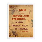 Psalm 46:1 Bible Verse, God is Our Refuge Premium Luster Photo Paper Framed Poster Wall Art White 18″×24″