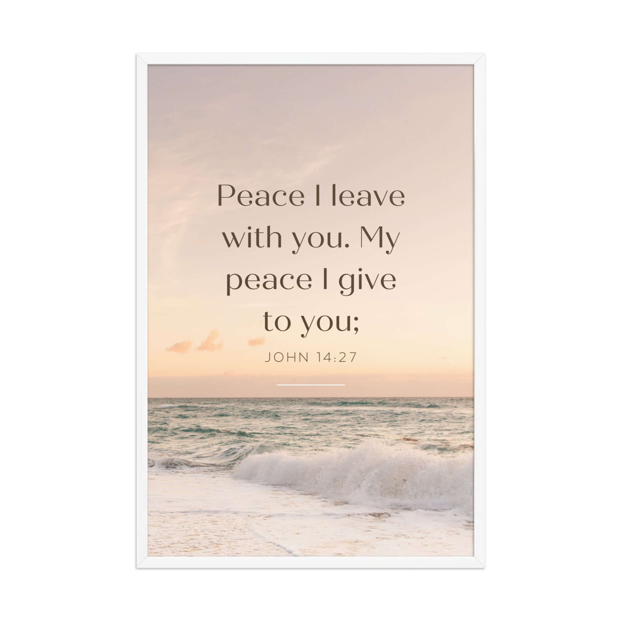 John 14:27 Bible Verse, not as the Premium Luster Photo Paper Framed Poster Wall Art White 24″×36″