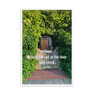 Revelation 3:20 Bible Verse, Garden Doorway Premium Luster Photo Paper Framed Poster Wall Art White 24″×36″