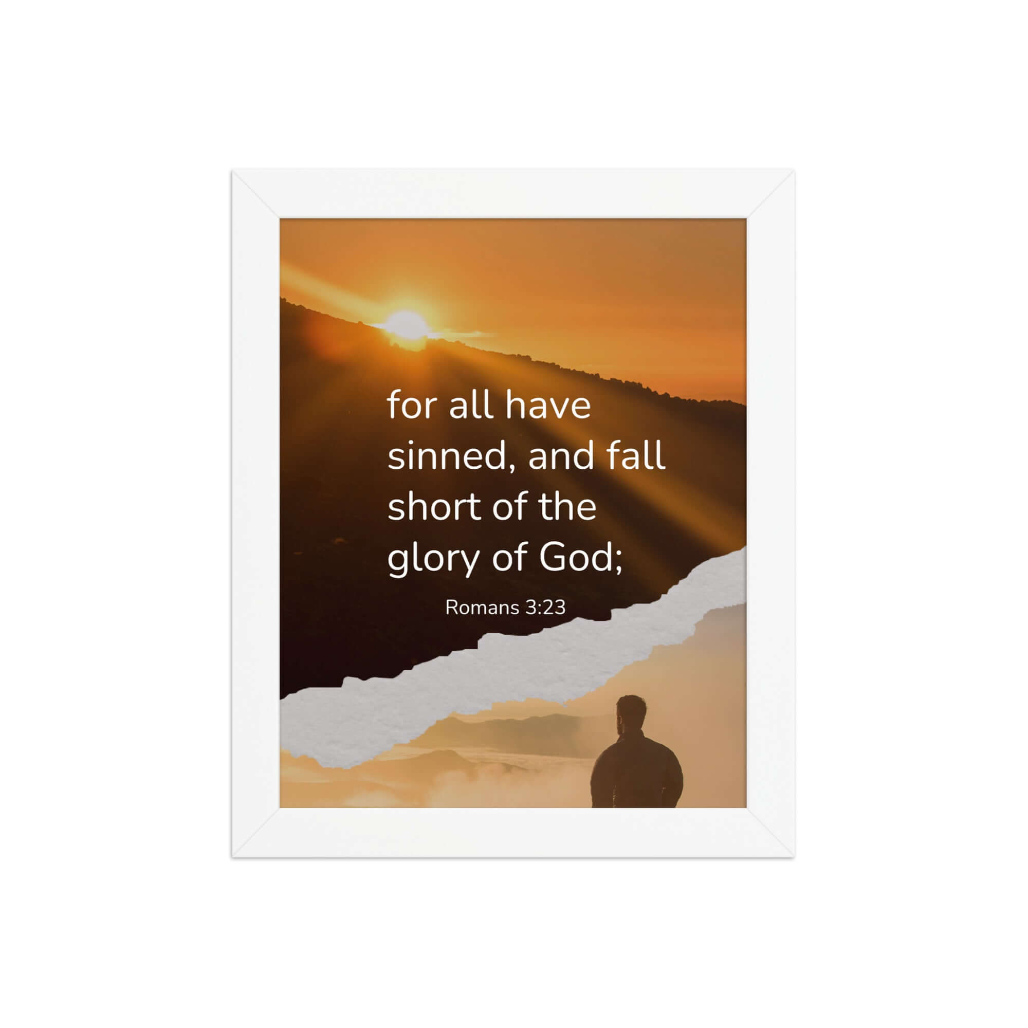 Romans 3:23 Bible Verse, of God Premium Luster Photo Paper Framed Poster Wall Art White 8″×10″