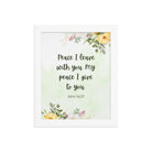 John 14:27 Bible Verse, My peace Premium Luster Photo Paper Framed Poster Wall Art White 8″×10″