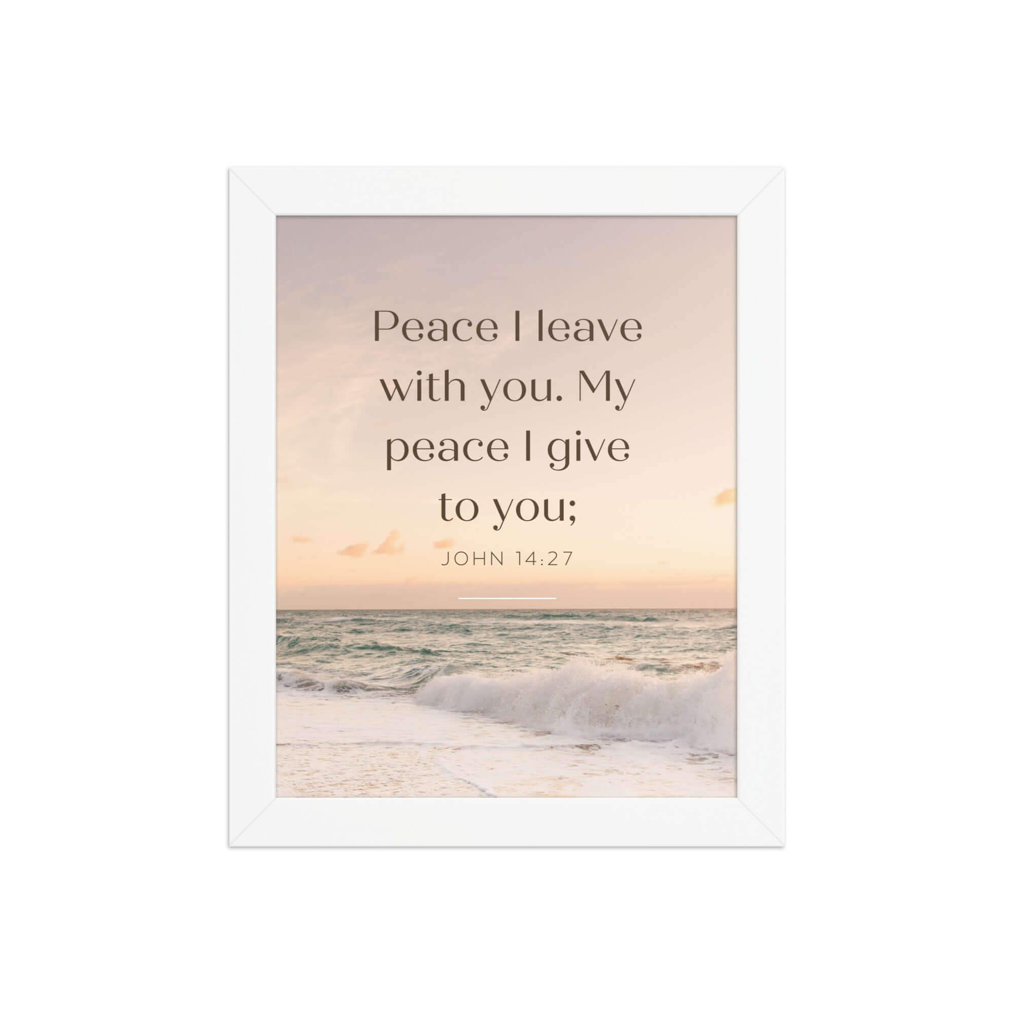 John 14:27 Bible Verse, not as the Premium Luster Photo Paper Framed Poster Wall Art White 8″×10″