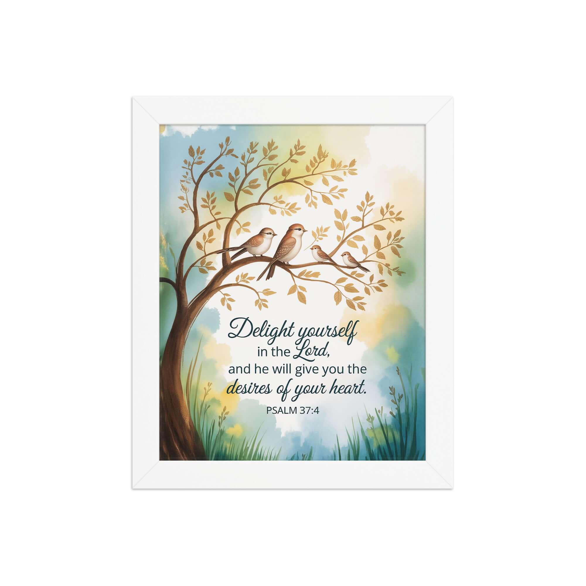 Psalm 37:4 Bible Verse, Yourself Premium Luster Photo Paper Framed Poster White 8″×10″