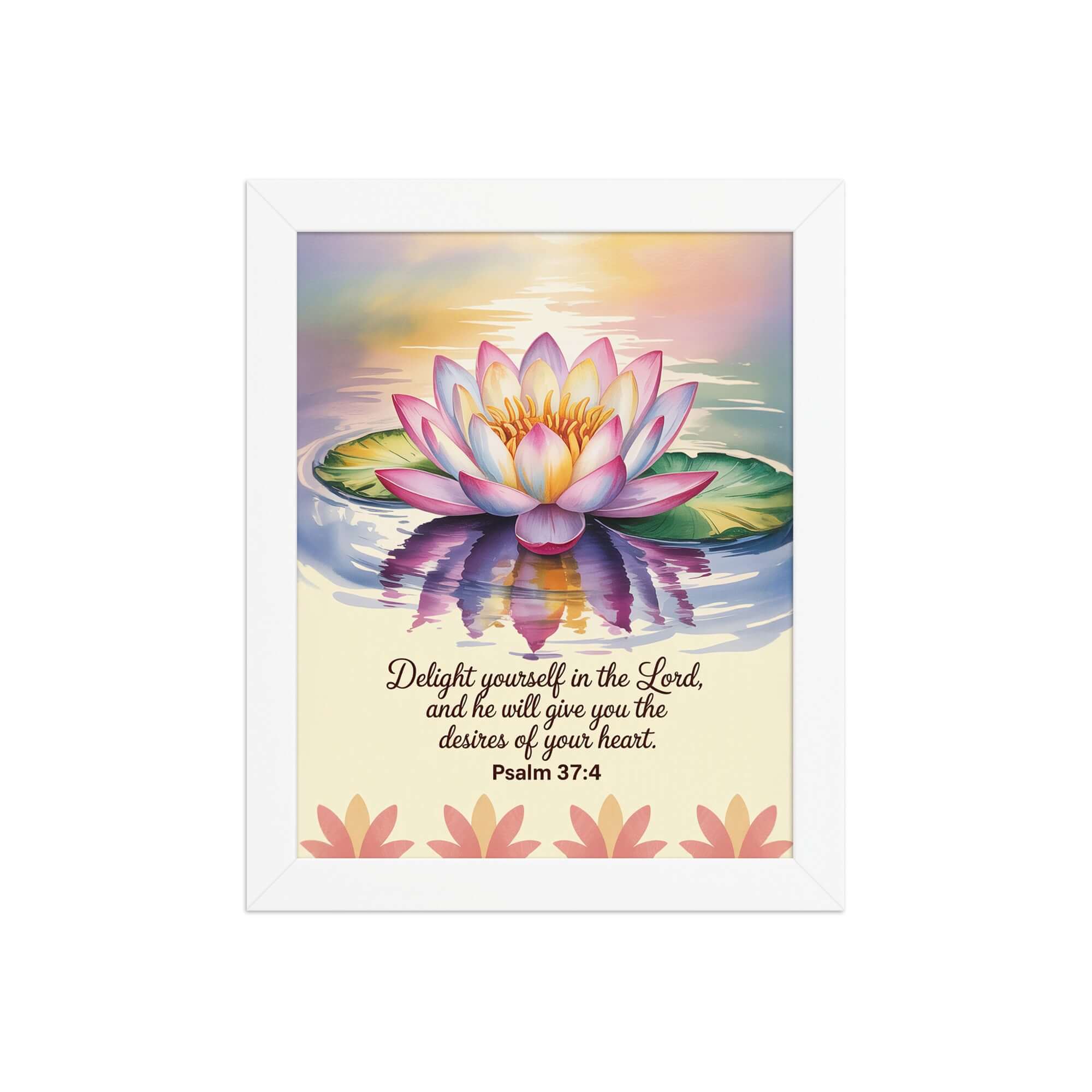 Psalm 37:4 Bible Verse, the Lord Premium Luster Photo Paper Framed Poster White 8″×10″