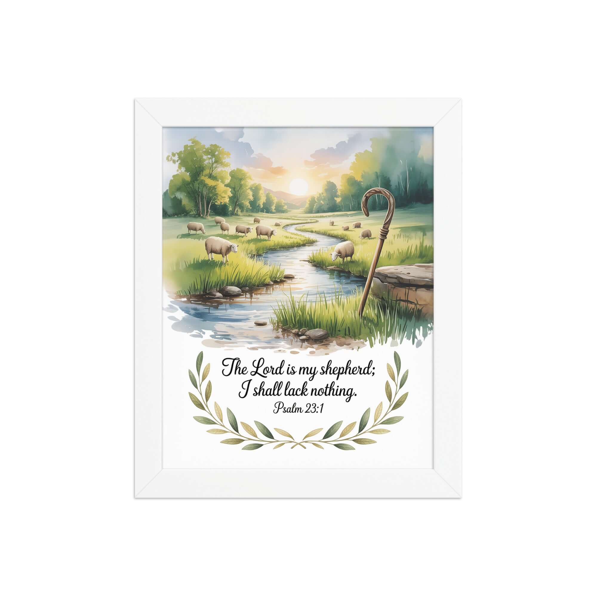 Psalm 23:1 Bible Verse, is my Premium Luster Photo Paper Framed Poster White 8″×10″