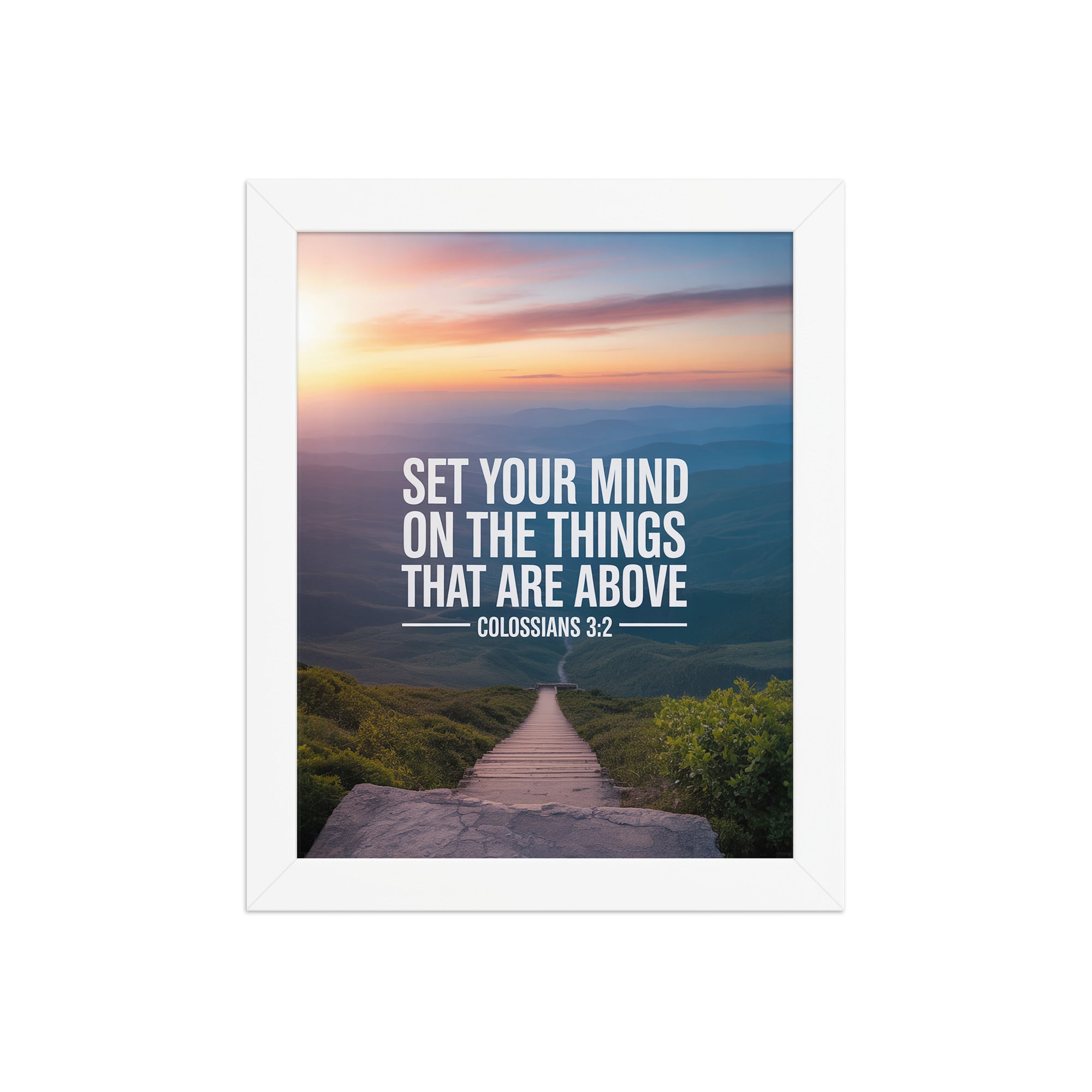 Colossians 3:2 Bible Verse your mind Premium Luster Photo Paper Framed Poster White 8″×10″
