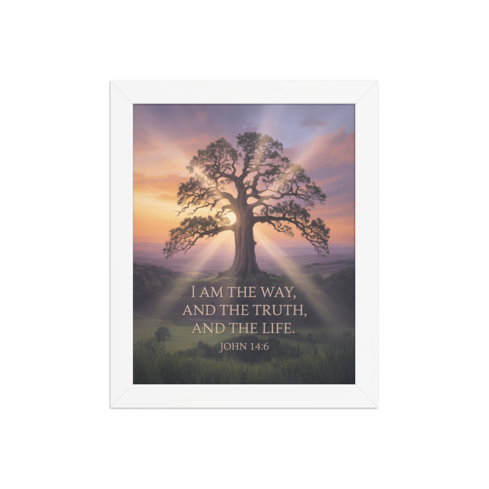 John 14:6 Bible Verse Jesus said Premium Luster Photo Paper Framed Poster White 8″×10″