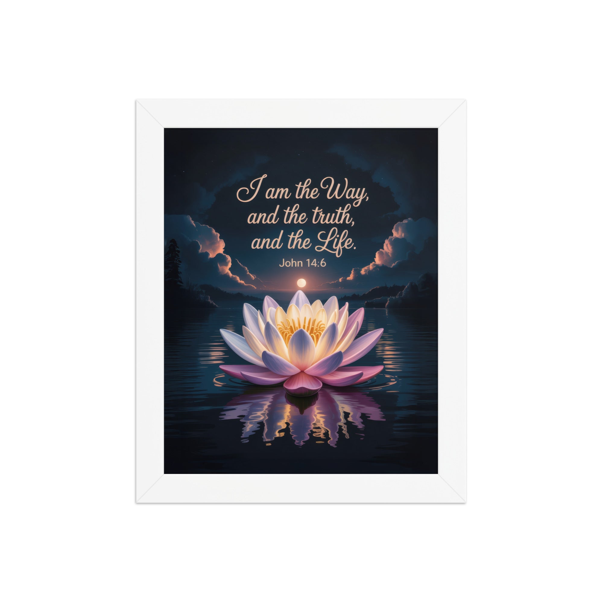 John 14:6 Bible Verse The Way Premium Luster Photo Paper Framed Poster White 8″×10″