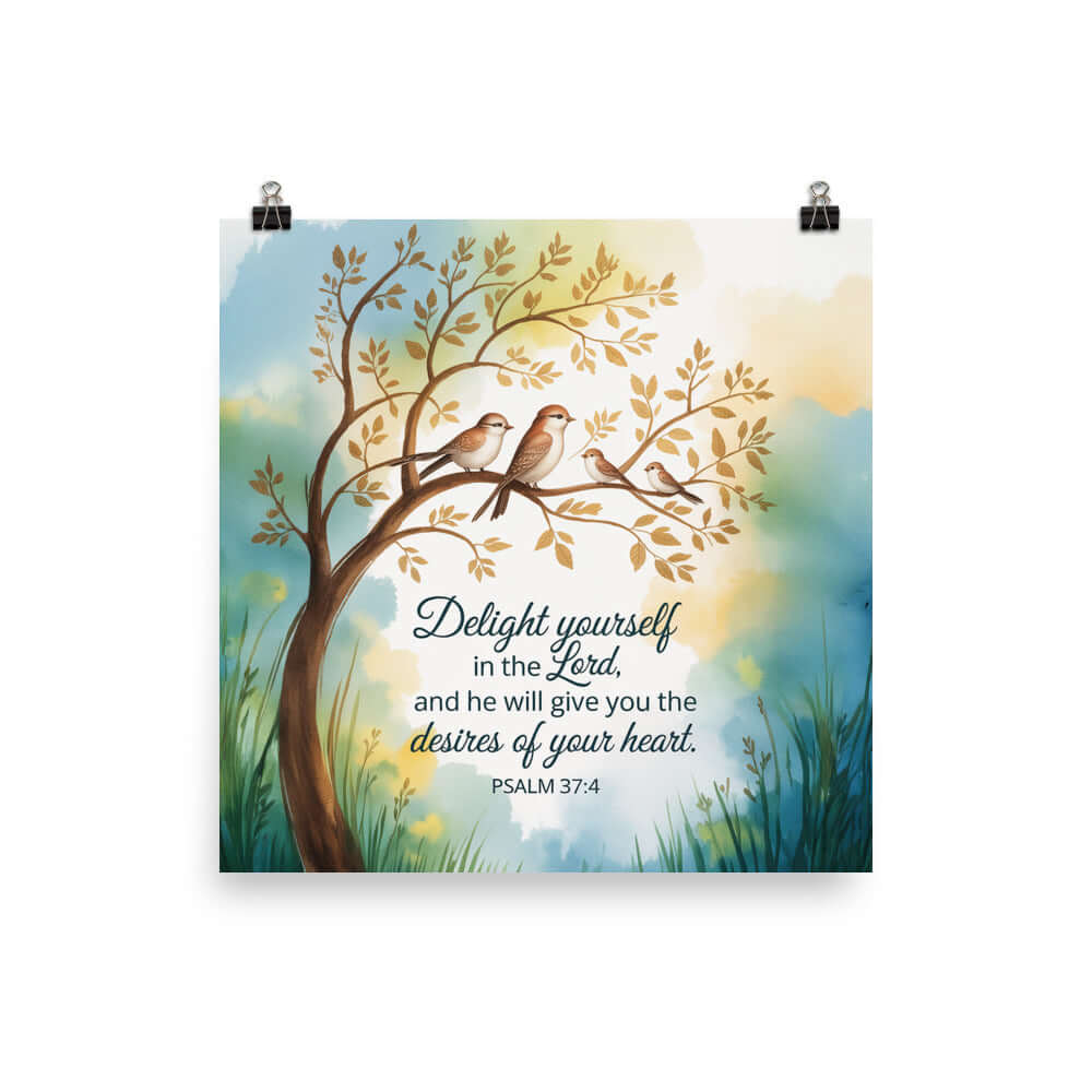 Psalm 37:4 Bible Verse, Yourself Premium Luster Photo Paper Poster 10″×10″