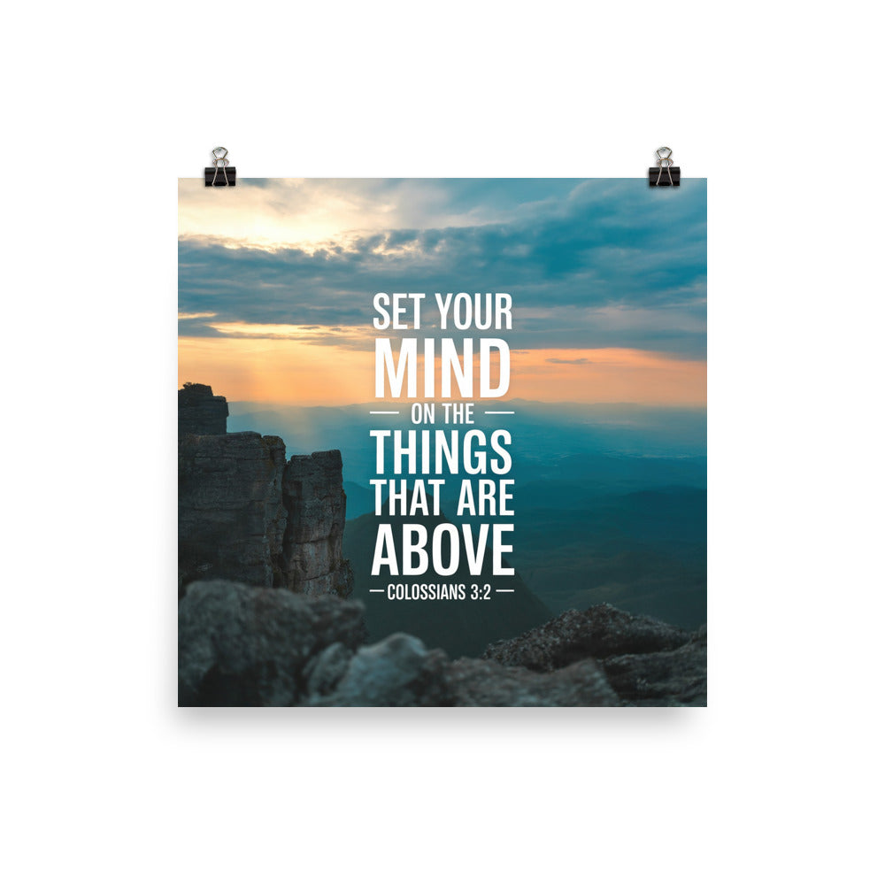 Colossians 3:2 Bible Verse on the Premium Luster Photo Paper Poster 10″×10″