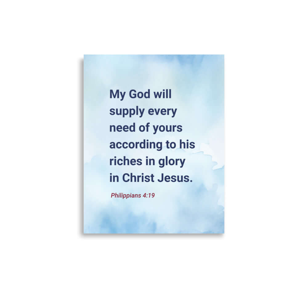 Philippians 4:19 Bible Verse, God will supply Premium Luster Photo Paper Poster Wall Art