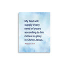 Philippians 4:19 Bible Verse, God will supply Premium Luster Photo Paper Poster Wall Art