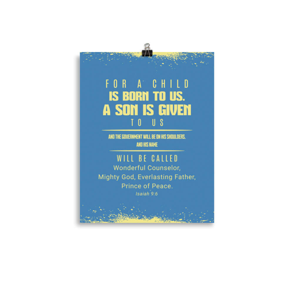 Isaiah 9:6 Bible Verse, Mighty God Premium Luster Photo Paper Poster Wall Art 11″×14″