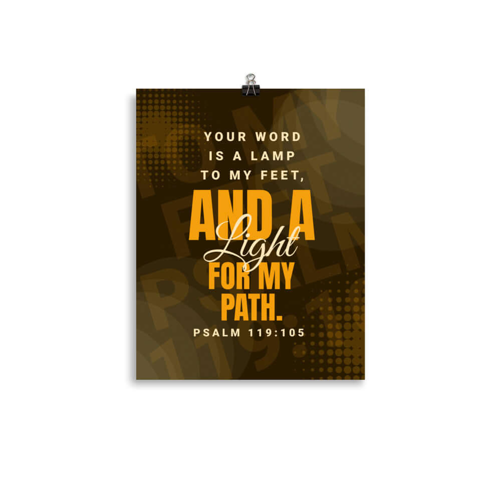 Psalm 119:105 Bible Verse, lamp to my feet Premium Luster Photo Paper Poster Wall Art 11″×14″