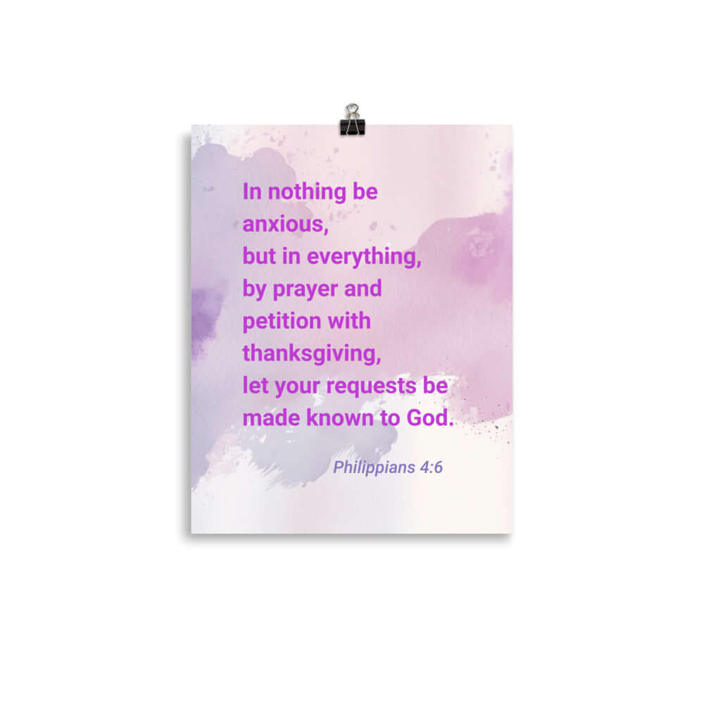 Philippians 4:6 Bible Verse, Prayer and Petition Premium Luster Photo Paper Poster Wall Art 11″×14″