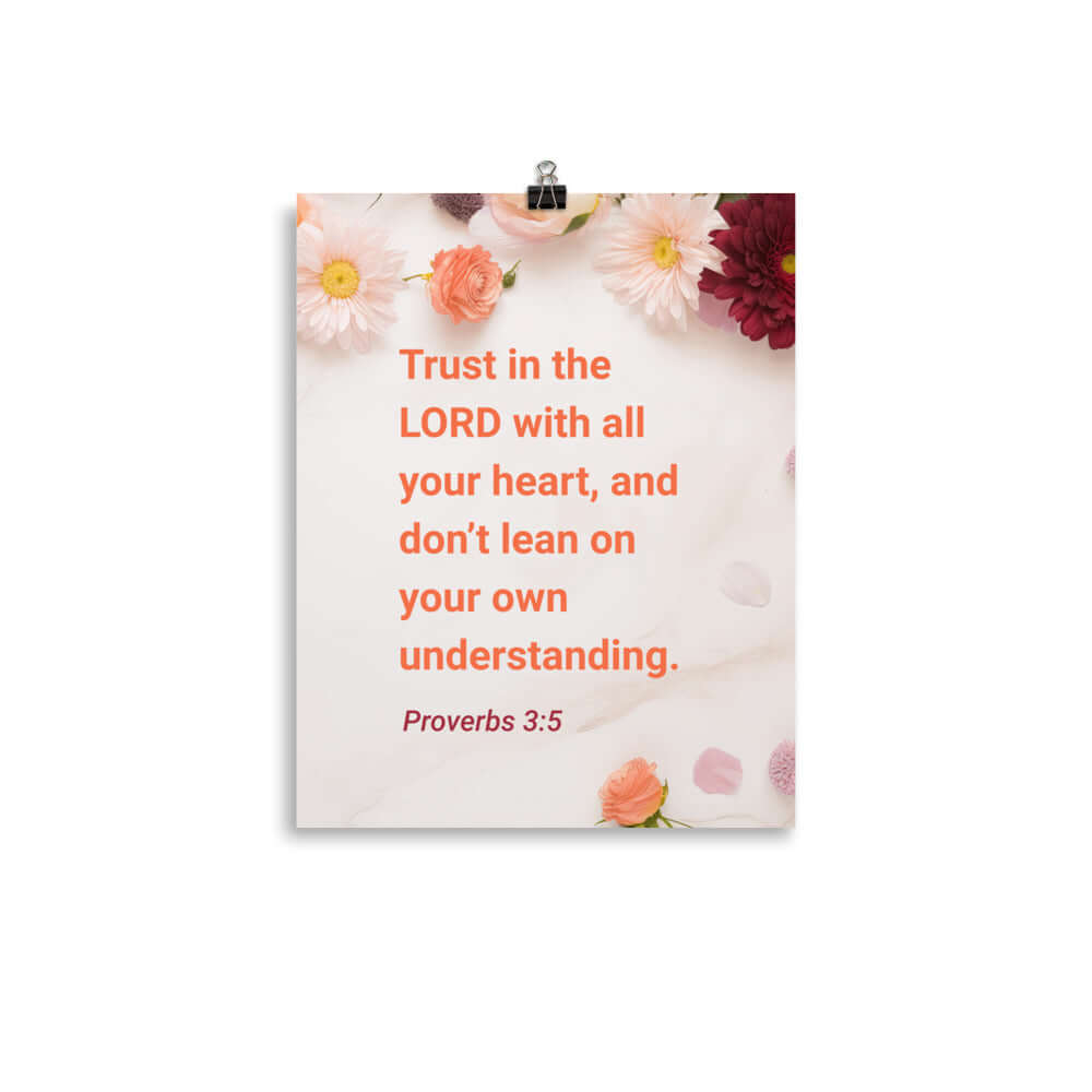 Proverbs 3:5 Bible Verse, Trust in the LORD Premium Luster Photo Paper Poster Wall Art 11″×14″