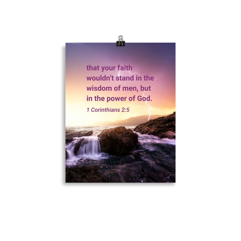 1 Corinthians 2:5 Bible Verse, power of God Premium Luster Photo Paper Poster Wall Art 11″×14″
