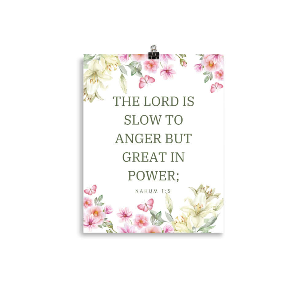 Nahum 1:3 Bible Verse, slow to anger Premium Luster Photo Paper Poster Wall Art 11″×14″