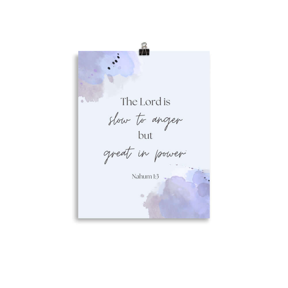 Nahum 1:3 Bible Verse, great in power Premium Luster Photo Paper Poster Wall Art 11″×14″