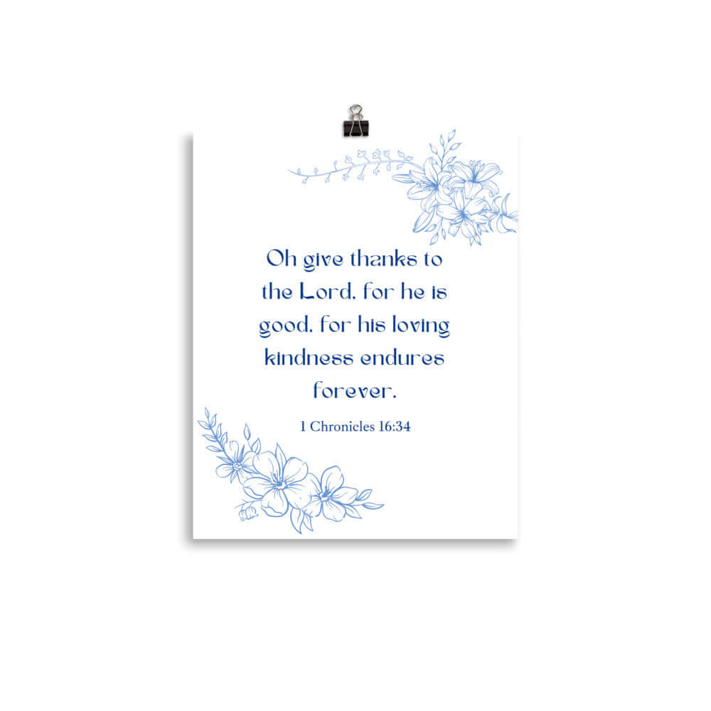 1 Chronicles 16:34 Bible Verse, to the Lord Premium Luster Photo Paper Poster Wall Art 11″×14″