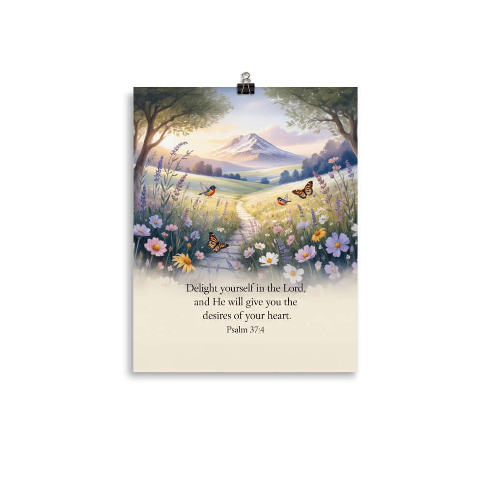 Psalm 37:4 Bible Verse, Delight Premium Luster Photo Paper Poster 11″×14″