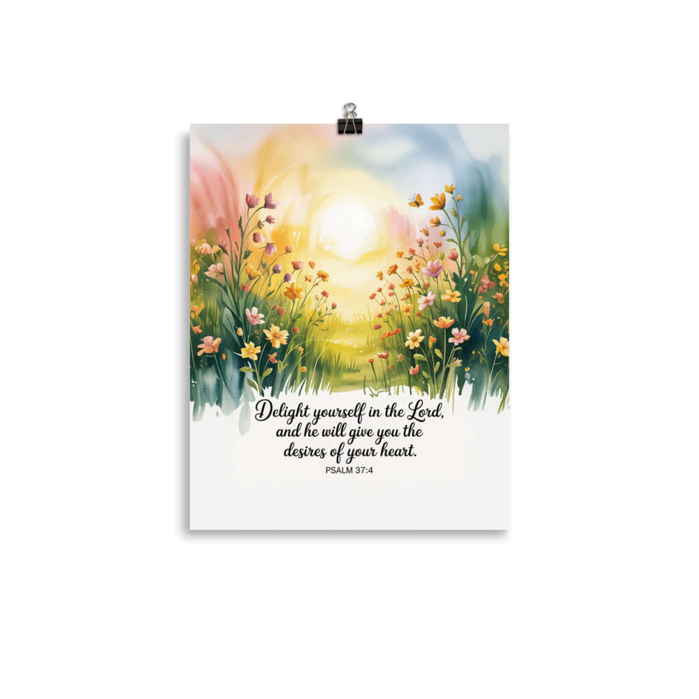 Psalm 37:4 Bible Verse, will give Premium Luster Photo Paper Poster 11″×14″