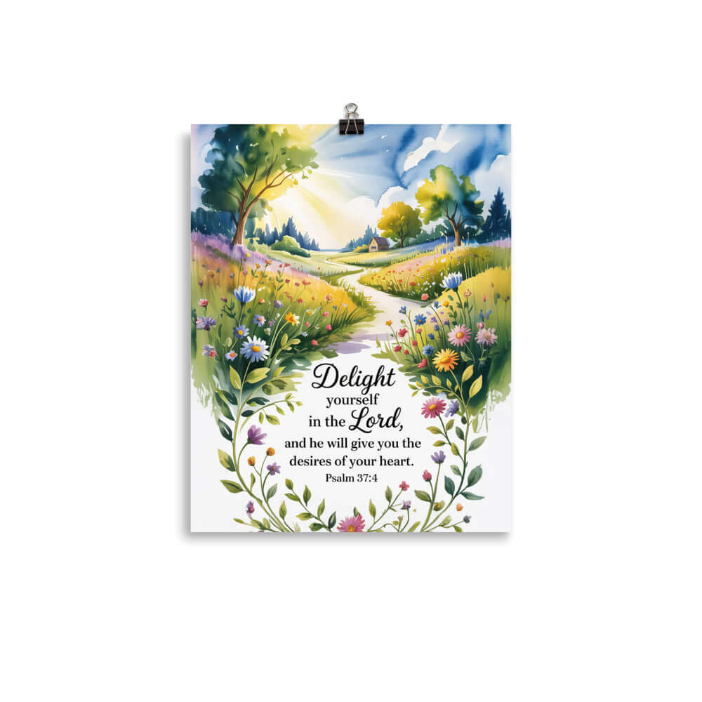 Psalm 37:4 Bible Verse, desires Premium Luster Photo Paper Poster 11″×14″