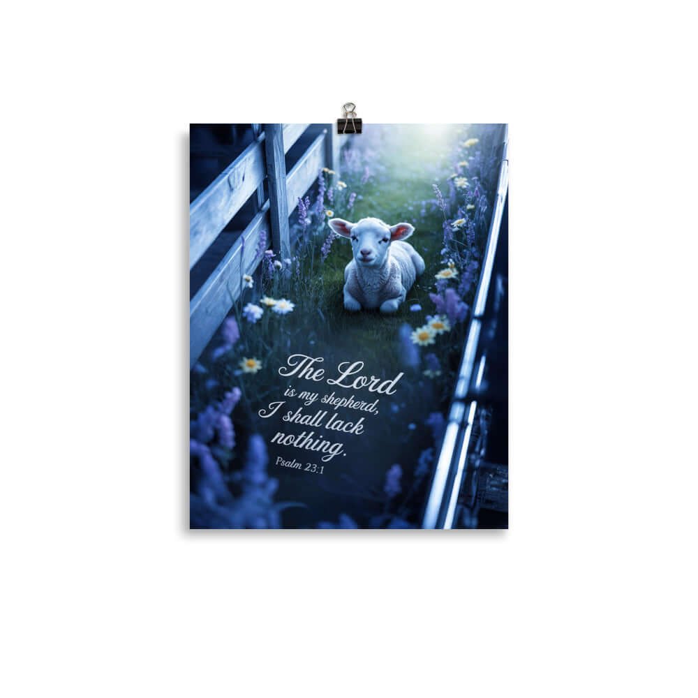 Psalm 23:1 Bible Verse, Shepherd Premium Luster Photo Paper Poster 11″×14″