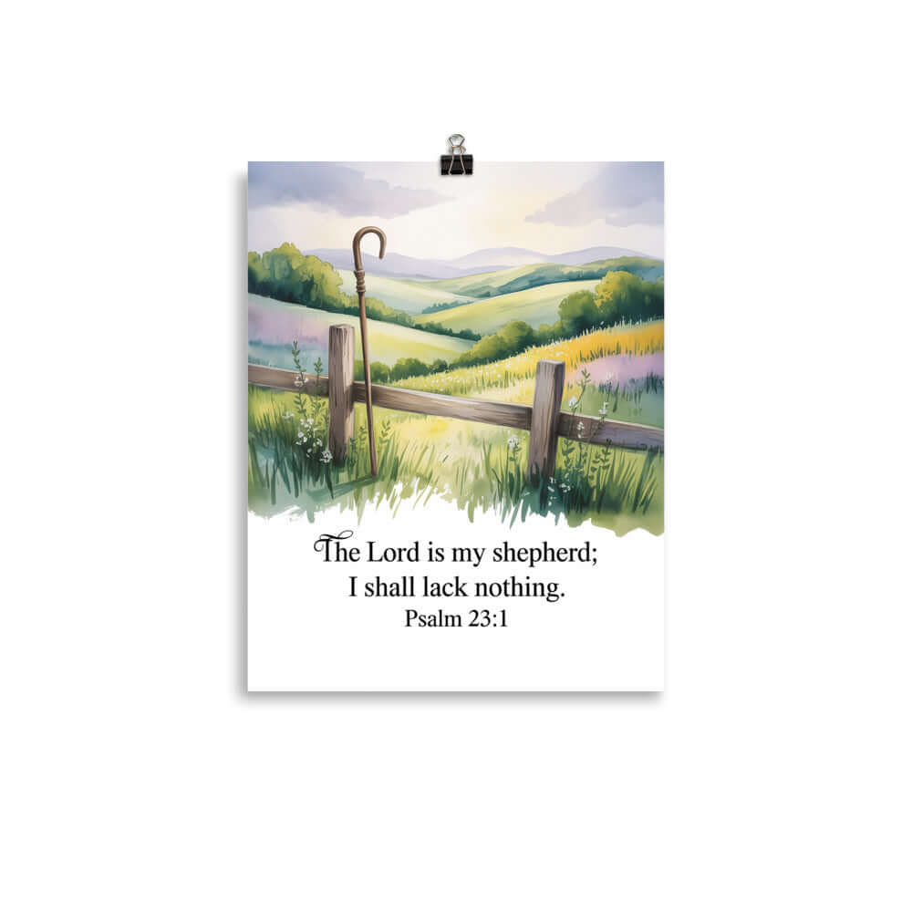 Psalm 23:1 Bible Verse, Lack Premium Luster Photo Paper Poster 11″×14″