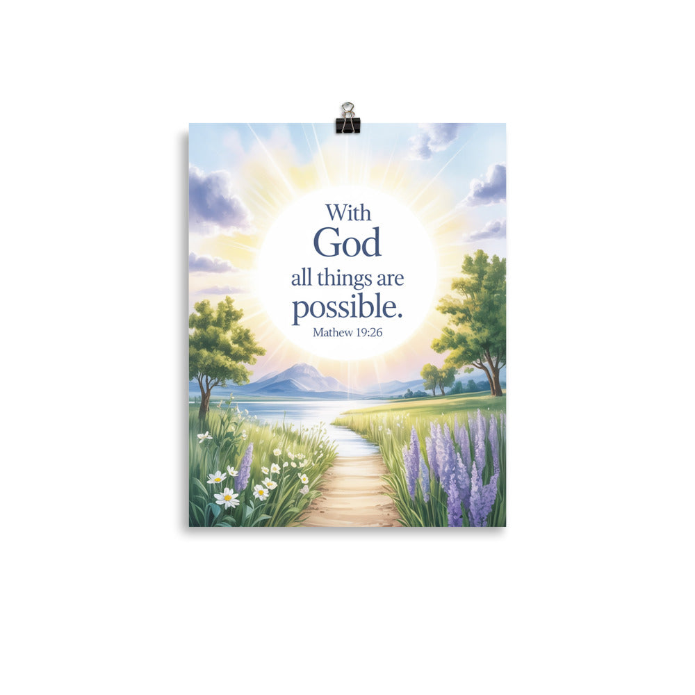 Matthew 19:26 Bible Verse Looking at Premium Luster Photo Paper Poster 11″×14″
