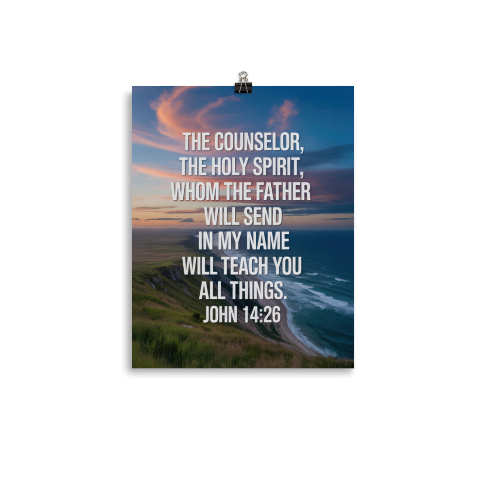 John 14:26 Bible Verse will teach Premium Luster Photo Paper Poster 11″×14″