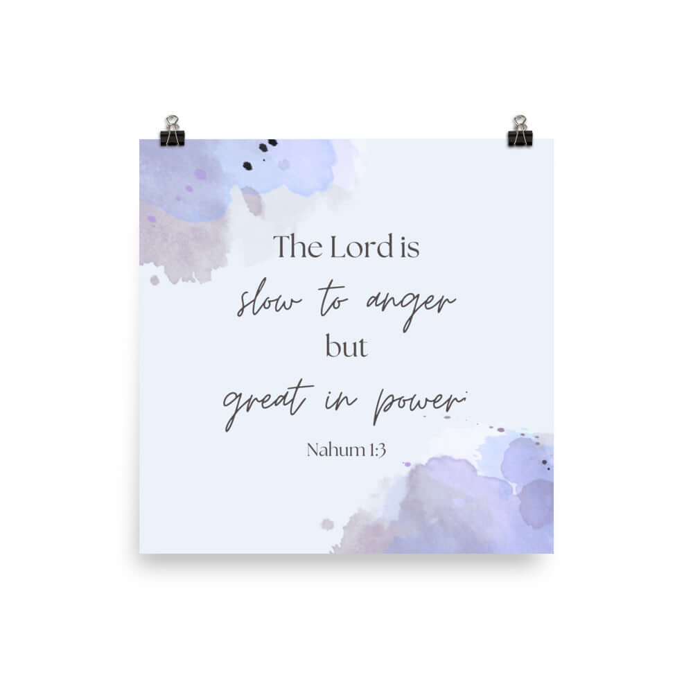 Nahum 1:3 Bible Verse, great in power Premium Luster Photo Paper Poster Wall Art 12″×12″