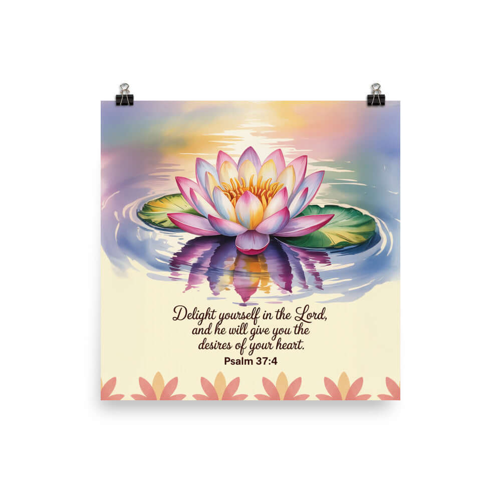 Psalm 37:4 Bible Verse, the Lord Premium Luster Photo Paper Poster 12″×12″