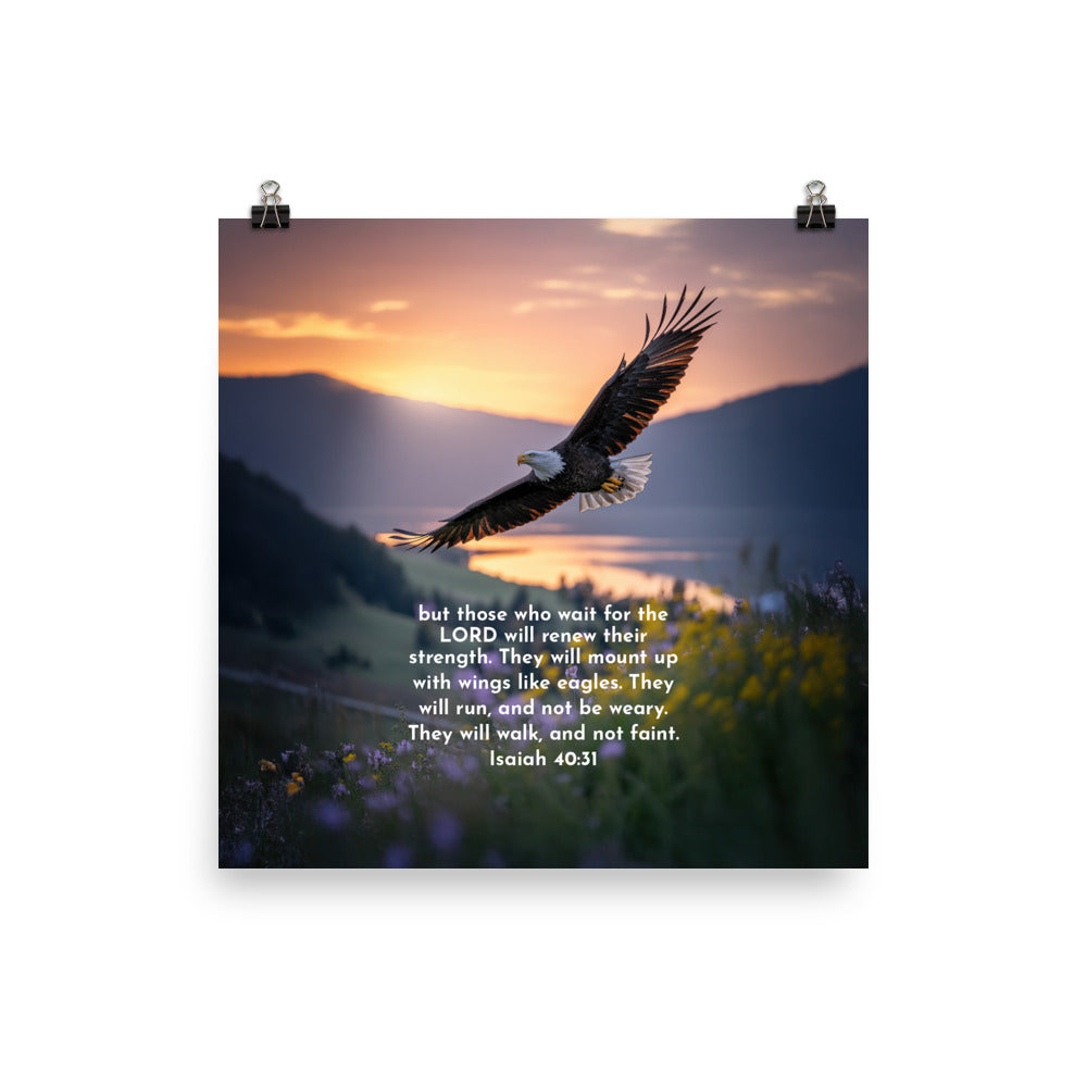 Isaiah 40:31 Bible Verse Renew Strength Premium Luster Photo Paper Poster 12″×12″