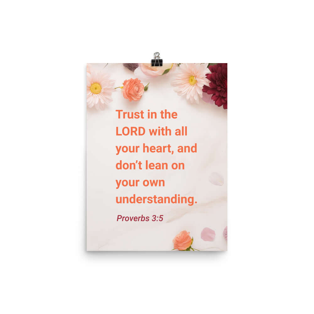 Proverbs 3:5 Bible Verse, Trust in the LORD Premium Luster Photo Paper Poster Wall Art 12″×16″