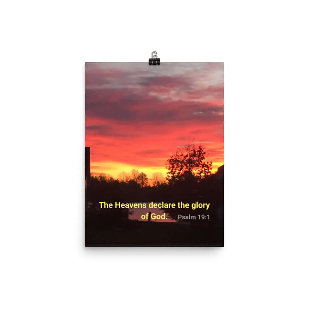 Psalm 19:1 Bible Verse, Sunset Glory Premium Luster Photo Paper Poster Wall Art 12″×16″