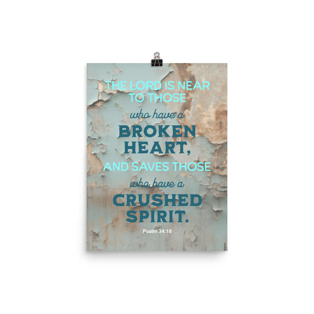 Psalm 34:18 Bible Verse, The LORD is Near Premium Luster Photo Paper Poster Wall Art 12″×16″