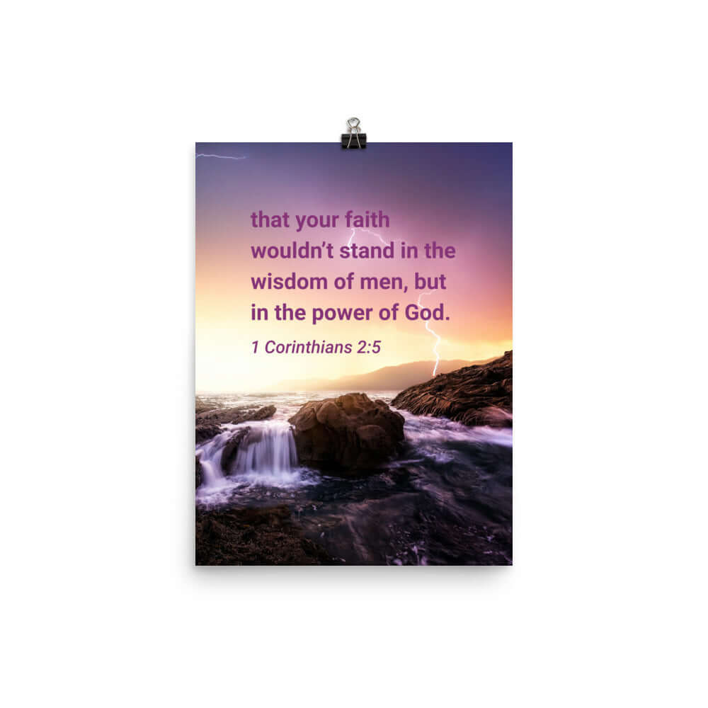 1 Corinthians 2:5 Bible Verse, power of God Premium Luster Photo Paper Poster Wall Art 12″×16″