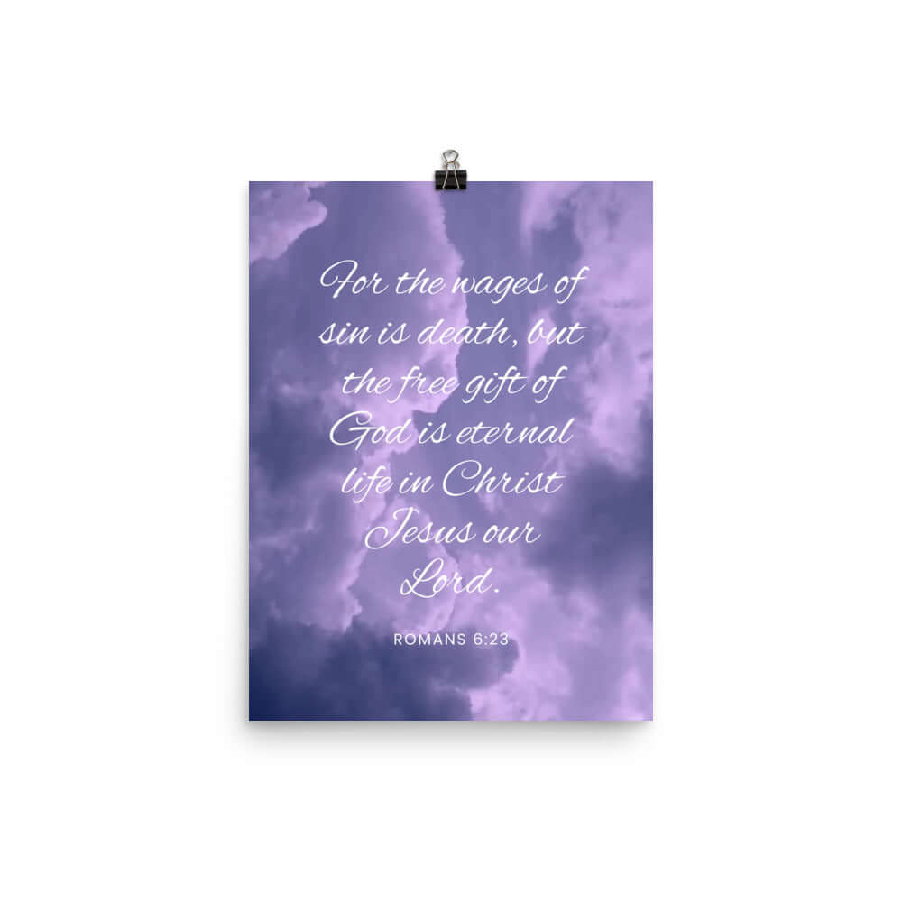 Romans 6:23 Bible Verse, free gift Premium Luster Photo Paper Poster Wall Art 12″×16″