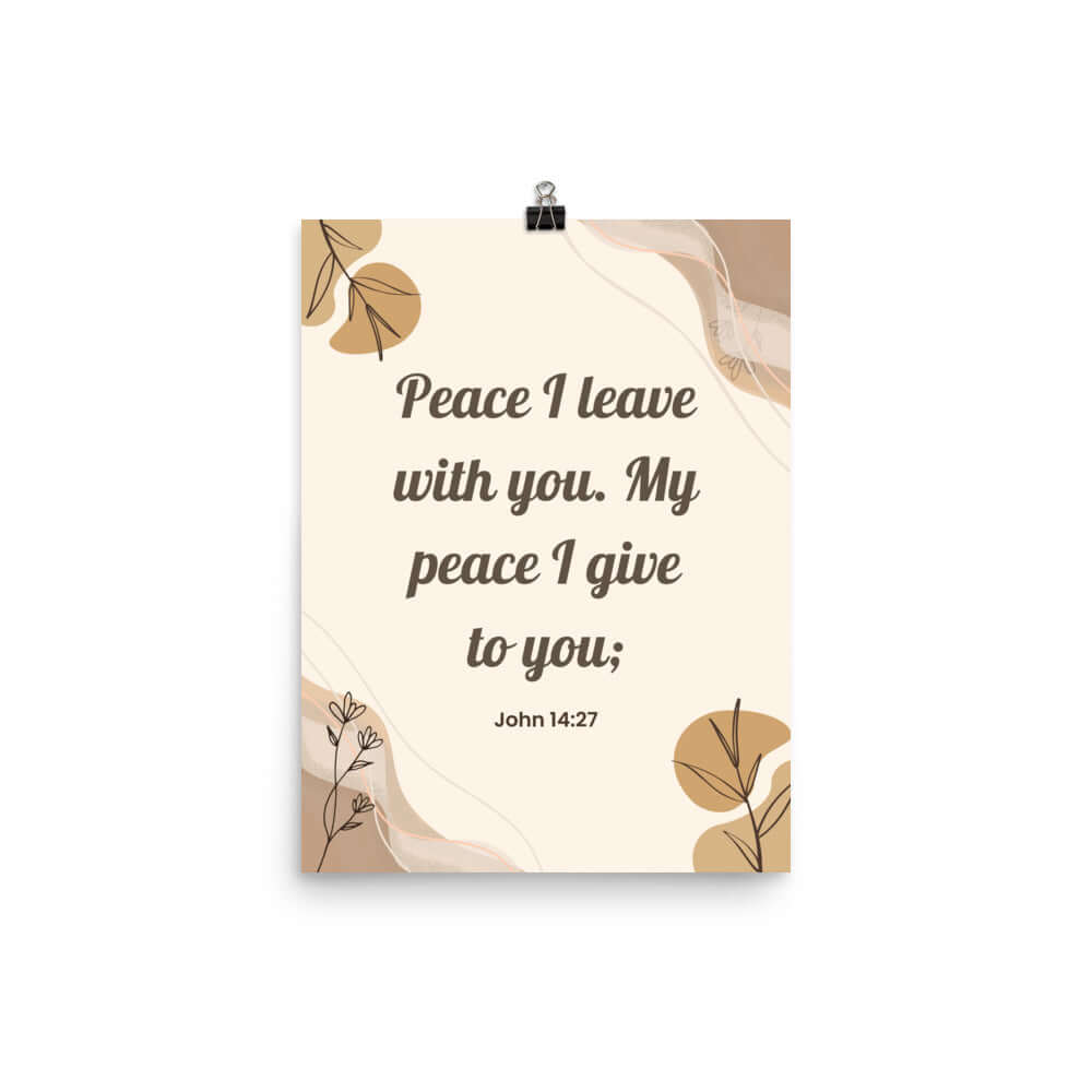 John 14:27 Bible Verse, Peace I Premium Luster Photo Paper Poster Wall Art 12″×16″