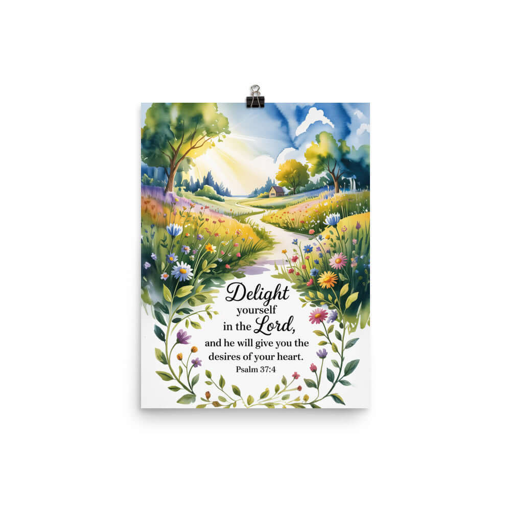 Psalm 37:4 Bible Verse, desires Premium Luster Photo Paper Poster 12″×16″