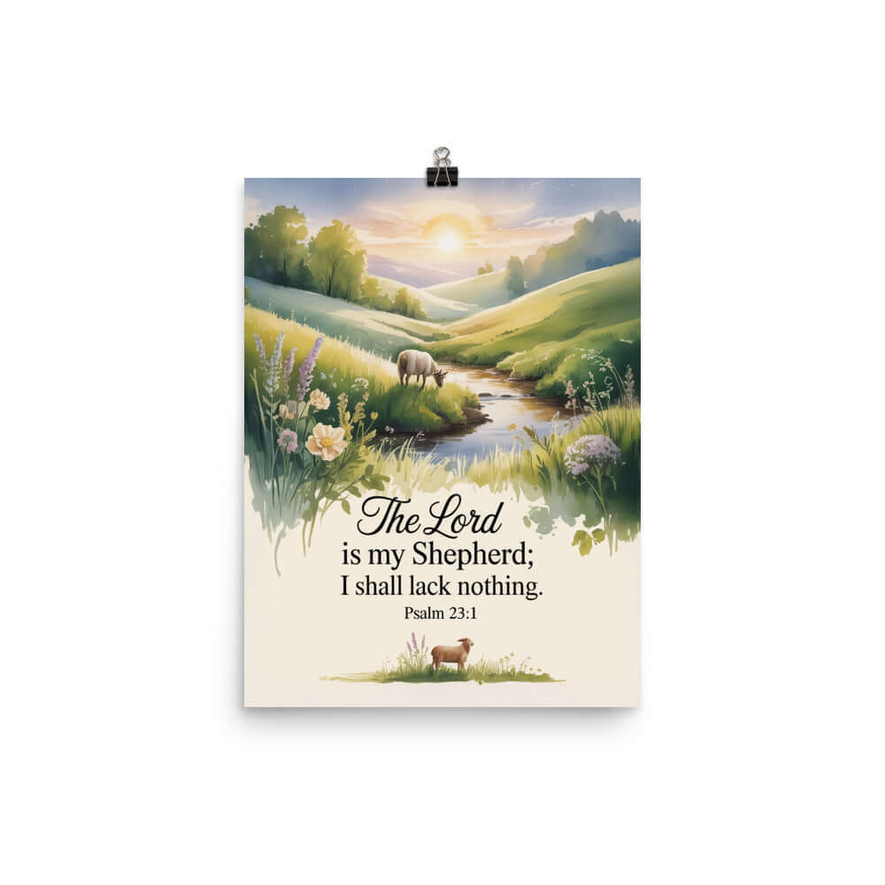 Psalm 23:1 Bible Verse, Lord Premium Luster Photo Paper Poster 12″×16″