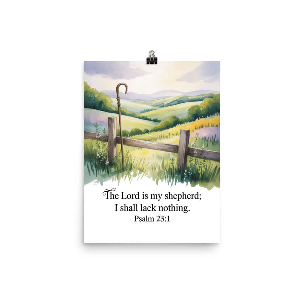 Psalm 23:1 Bible Verse, Lack Premium Luster Photo Paper Poster 12″×16″