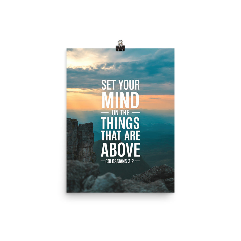 Colossians 3:2 Bible Verse on the Premium Luster Photo Paper Poster 12″×16″