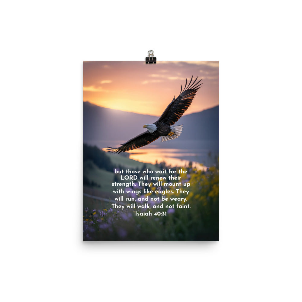 Isaiah 40:31 Bible Verse Renew Strength Premium Luster Photo Paper Poster 12″×16″