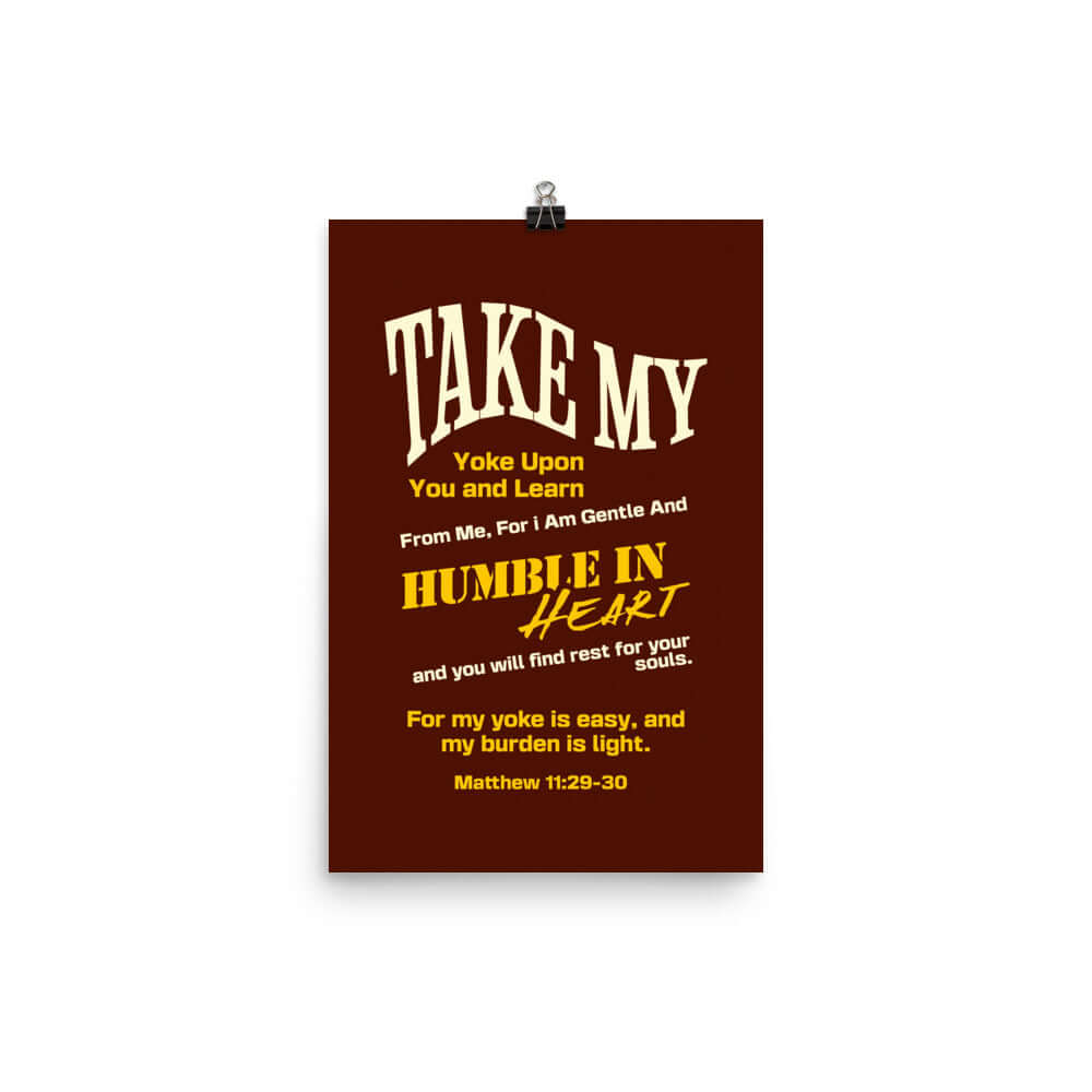Matthew 11:29-30 Bible Verse, learn from me Premium Luster Photo Paper Poster Wall Art 12″×18″