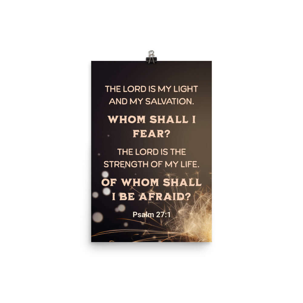 Psalm 27:1 Bible Verse, The LORD is My Light Premium Luster Photo Paper Poster Wall Art 12″×18″