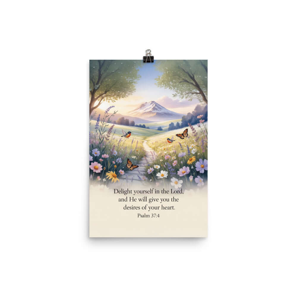 Psalm 37:4 Bible Verse, Delight Premium Luster Photo Paper Poster 12″×18″
