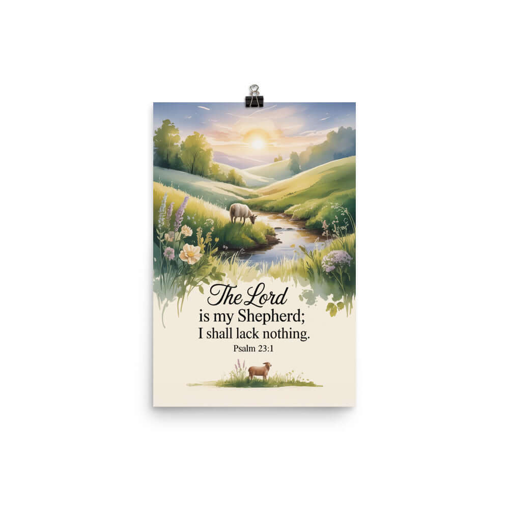 Psalm 23:1 Bible Verse, Lord Premium Luster Photo Paper Poster 12″×18″