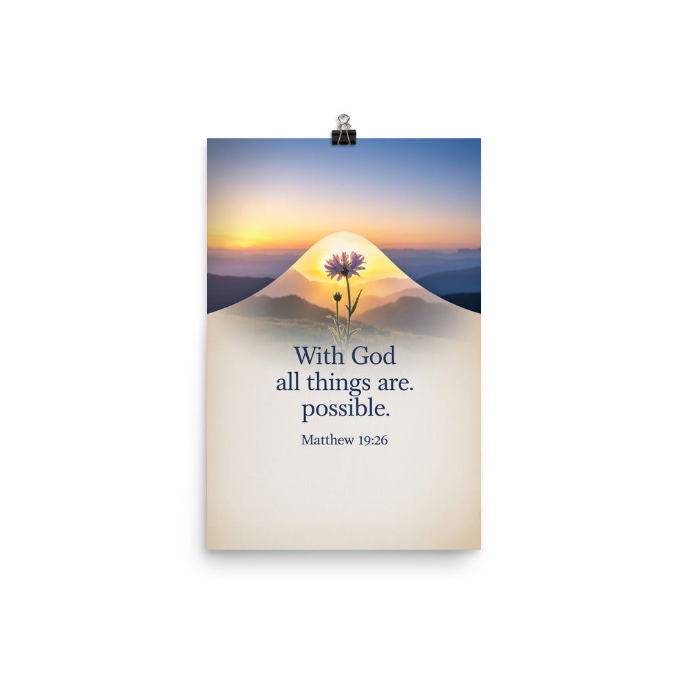 Matthew 19:26 Bible Verse at them Premium Luster Photo Paper Poster 12″×18″